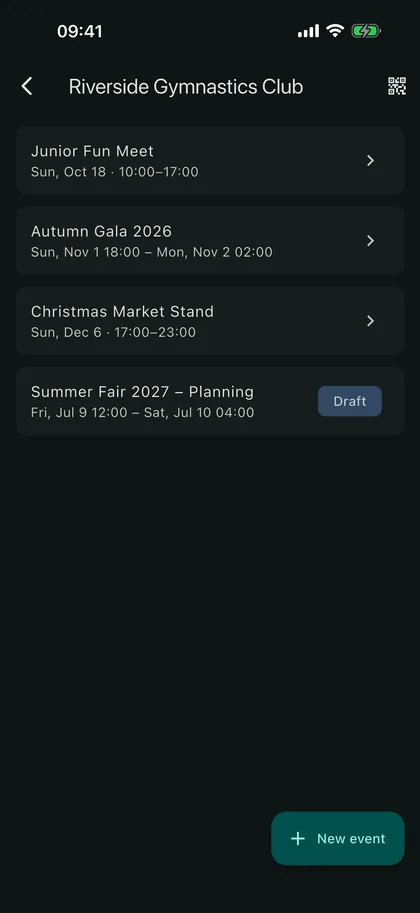 A club's events